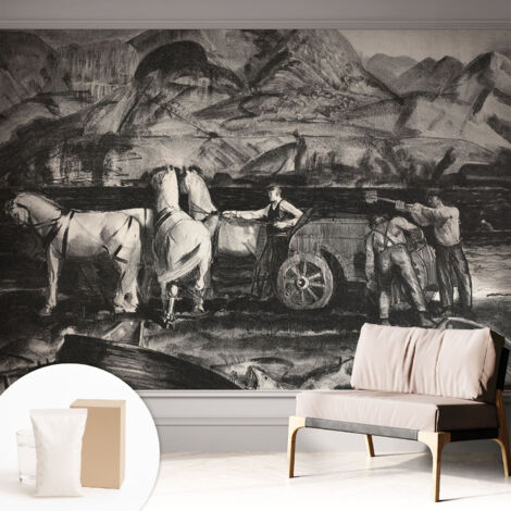 Tapete Vliestapete mit Kleber - Wandgestaltung - Tapete Wohnzimmer - Flur Eingangsbereich Ländliche Szene 312x219 cm (1/5)