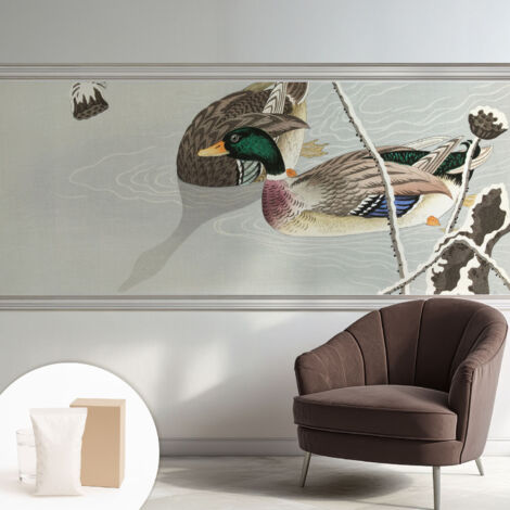 Fototapete Vliestapete mit Kleber - modern Wohnzimmer - Wanddekoration - einfach anzubringen Ruhige Enten 250x104 cm (1/5)