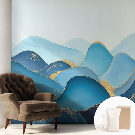 Fototapete Vliestapete mit Kleber - modern Wohnzimmer - Wanddekoration - einfach anzubringen Wellenförmige Landschaft 250x250 cm (1/5)