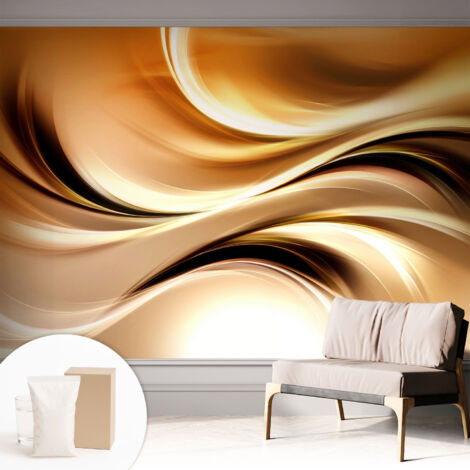 Tapete Vliestapete mit Kleber - abwaschbar - Arbeitszimmer - Esszimmer- Top Qualität Fließende Linien 312x219 cm (1/5)