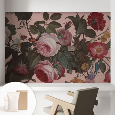 Tapete Vliestapete mit Kleber - abwaschbar - Arbeitszimmer - Esszimmer- Top Qualität Blumige Eleganz 104x70 cm (1/5)