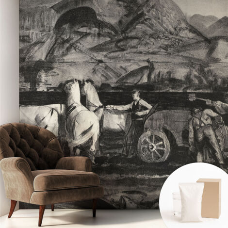 Tapete Vliestapete mit Kleber Wandtapete modern - Tapete mit Motiv - Tapete Schlafzimmer Ländliche Szene 250x250 cm (1/5)