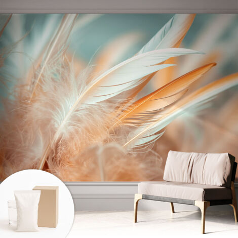 Tapete Vliestapete mit Kleber - Fototapete mit Motiv - Wandtapete modern - Wandgestaltung Zarte Federn 312x219 cm (1/5)