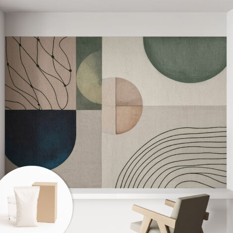 Fototapete Tapete Vliestapete mit Kleber - trendige Wanddeko - Schlafzimmer - Wohnzimmer Geometrische Formen 152x104 cm (1/5)