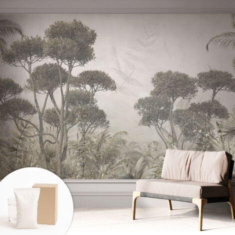 Fototapete Tapete Vliestapete mit Kleber - trendige Wanddeko - Schlafzimmer - Wohnzimmer Tropischer Dschungel 312x219 cm