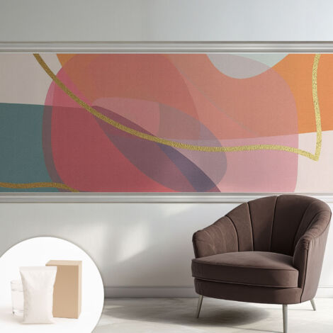 Tapete Vliestapete mit Kleber - modernes Design - Wohnungsdeko - geruchslos - langlebig Bunte Formen 250x104 cm (1/5)