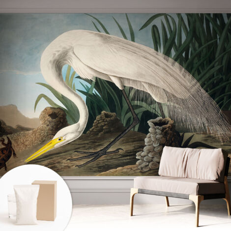 Fototapete Tapete Vliestapete mit Kleber - trendige Wanddeko - Schlafzimmer - Wohnzimmer Majestätischer Reiher 312x219 cm (1/5)