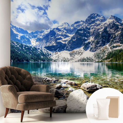 Tapete Dekorative Vliestapete mit Klebe für Wand - Mustertapete - moderne Einrichtung - für Büro Berglandschaft 250x250 cm (1/5)