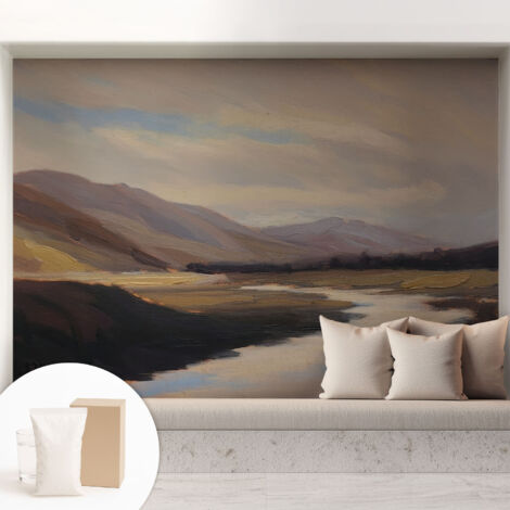 Tapete Vliestapete mit Kleber - Wandgestaltung - Tapete Wohnzimmer - Flur Eingangsbereich Natürliche Ruhe 208x146 cm (1/5)