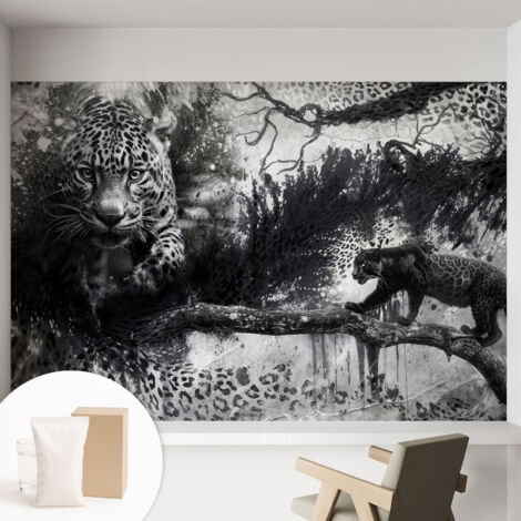 Tapete Vliestapete mit Kleber - modernes Design - Wohnungsdeko - geruchslos - langlebig Abstrakte Leoparden 152x104 cm (1/5)