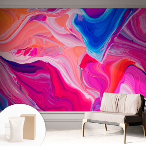 Tapete Vliestapete mit Kleber - Wandgestaltung - Tapete Wohnzimmer - Flur Eingangsbereich Fließende Wellen 312x219 cm (1/5)