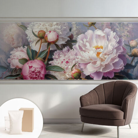 Tapete Vliestapete mit Kleber - modernes Design - Wohnungsdeko - geruchslos - langlebig Pfingstrosenstrauß 250x104 cm (1/5)