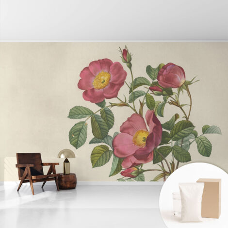 Tapete Vliestapete mit Kleber - abwaschbar - Arbeitszimmer - Esszimmer- Top Qualität Rosenmotiv 416x254 cm (1/5)
