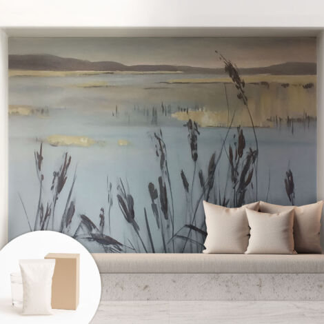Fototapete Tapete Vliestapete mit Kleber Büro Wandgestaltung - Wanddekoration Wohnzimmer Ruhiger See 208x146 cm (1/5)