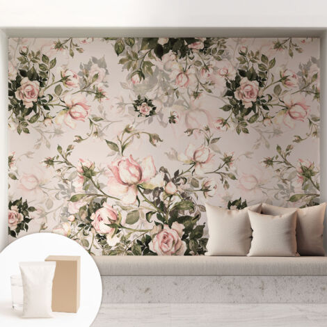 Tapete Vliestapete mit Kleber - Wandgestaltung - Tapete Wohnzimmer - Flur Eingangsbereich Blumenmuster 208x146 cm (1/5)