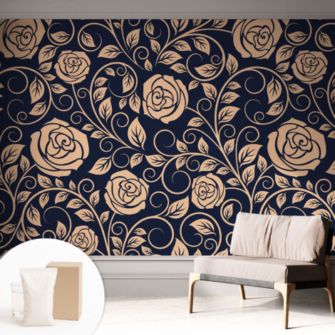 Tapete Vliestapete mit Kleber modern Wohnzimmer - Wanddeko Schlafzimmer - Tapete mit Motiv Romantische Blumen 312x219 cm (1/5)