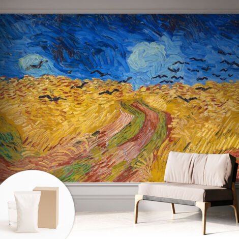 Tapete Vliestapete mit Kleber - trendige Wanddeko - elegant Fototapete für Wohnzimmer - Schlafzimmer Feldlandschaft 312x219 cm