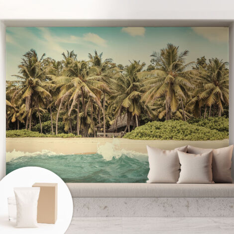 Tapete Vliestapete mit Kleber - Wanddekoration Wohnzimmer - Tapete Schlafzimmer Tropischer Strand 208x146 cm (1/5)