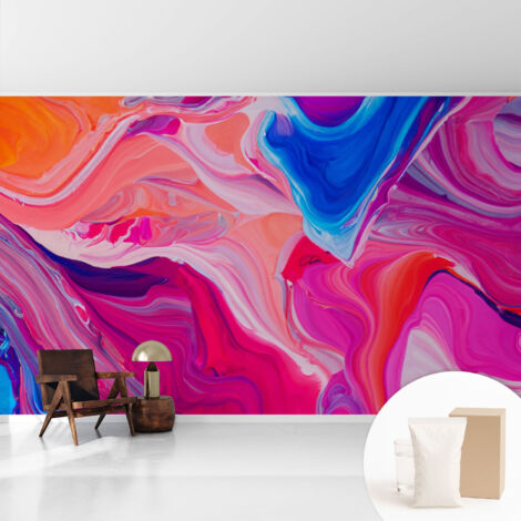 Tapete Vliestapete mit Kleber - modernes Design - Wohnungsdeko - geruchslos - langlebig Fließende Wellen 416x254 cm (1/5)