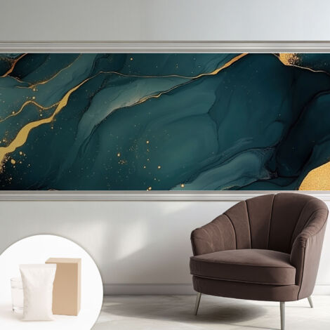 Tapete Vliestapete mit Kleber modern - Wanddeko für Küche - Klebefolie Wand - luxus Look Dunkelblaue Abstraktion 250x104 cm (1/5)