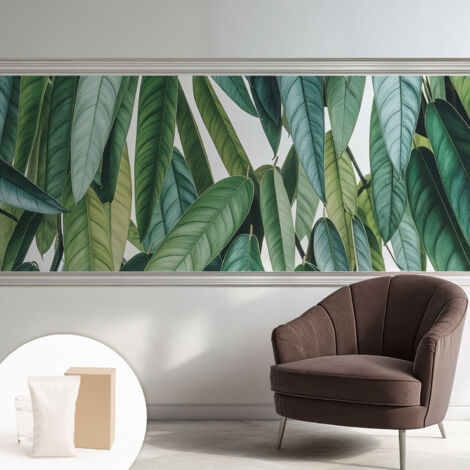 Tapete Dekorative Vliestapete mit Klebe für Wand - Mustertapete - moderne Einrichtung - für Büro Natürliche Blätter 250x104 cm (1/5)