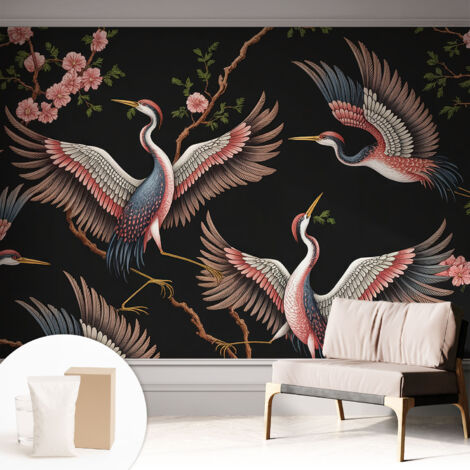 Tapete Dekorative Vliestapete mit Klebe für Wand - Mustertapete - moderne Einrichtung - für Büro Blumenmuster 312x219 cm (1/5)