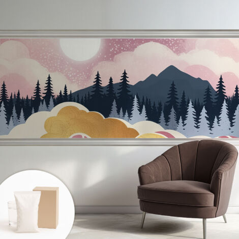 Fototapete Tapete Vliestapete mit Kleber - Wandtattoo - leicht anzubringen - Wandverkleidung Rosa Sonnenuntergang 250x104 cm (1/5)
