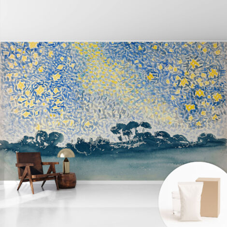 Tapete Vliestapete mit Kleber modern Wohnzimmer - Wanddeko Schlafzimmer - Tapete mit Motiv Sternenabstraktion 416x254 cm (1/5)