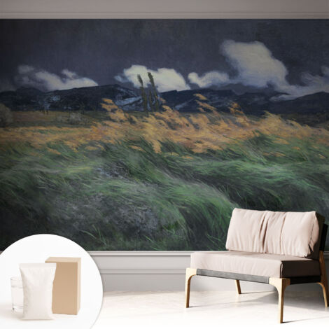 Tapete Dekorative Vliestapete mit Klebe für Wand - Mustertapete - moderne Einrichtung - für Büro Wehendes Gras 312x219 cm (1/5)