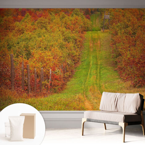 Tapete Vliestapete mit Kleber- abwaschbar - Raumgestaltung Schlafzimmer Wohnzimmer Tapete Herbstfarben 312x219 cm