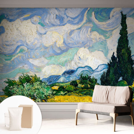 Fototapete Vliestapete mit Kleber - modern Wohnzimmer - Wanddekoration - einfach anzubringen Ausdrucksstarke Wolken 312x219 cm (1/5)
