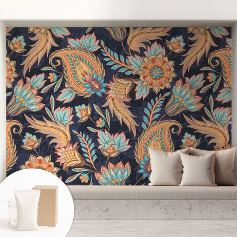 Tapete Vliestapete mit Kleber - Wandgestaltung - Tapete Wohnzimmer - Flur Eingangsbereich Blumenmuster 208x146 cm (1/5)