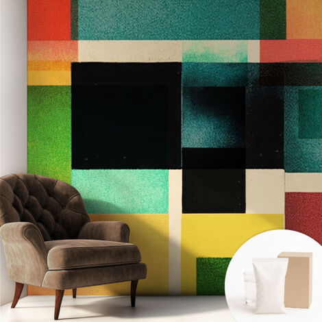 Fototapete Tapete Vliestapete mit Kleber - trendige Wanddeko - Schlafzimmer - Wohnzimmer Geometrische Abstraktion 250x250 cm (1/5)