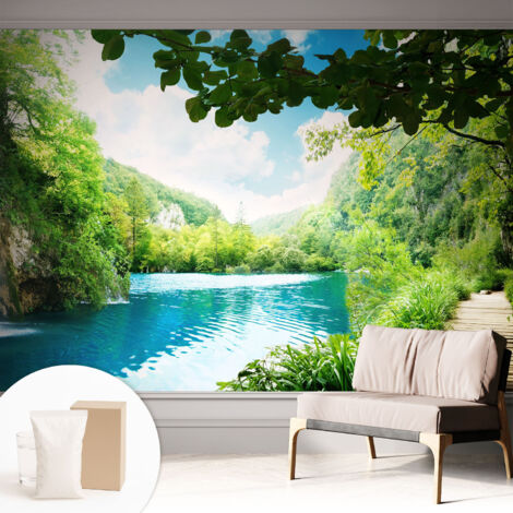 Tapete Vliestapete mit Kleber - Wandgestaltung - Tapete Wohnzimmer - Flur Eingangsbereich Natürliche Oase 312x219 cm (1/5)