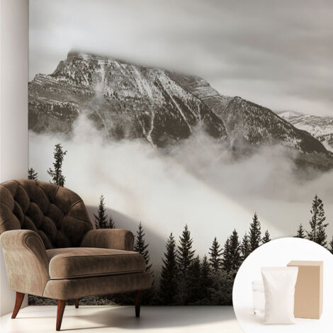 Fototapete Tapete Vliestapete mit Kleber - Wandtattoo - leicht anzubringen - Wandverkleidung Berglandschaft 250x250 cm (1/5)