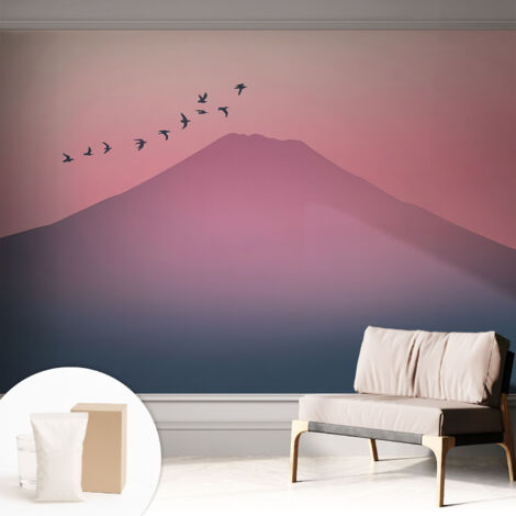 Fototapete Vliestapete mit Kleber - modern Wohnzimmer - Wanddekoration - einfach anzubringen Bergsonnenuntergang 312x219 cm (1/5)