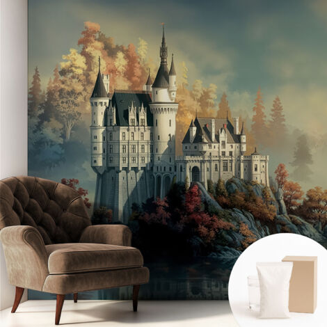 Tapete Dekorative Vliestapete mit Klebe für Wand - Mustertapete - moderne Einrichtung - für Büro Märchenhaftes Schloss 250x250 cm (1/5)