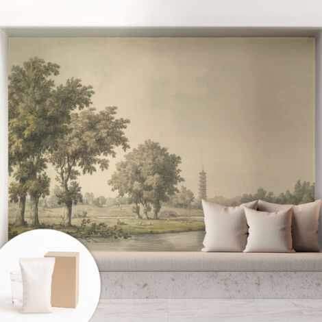Tapete Dekorative Vliestapete mit Klebe für Wand - Mustertapete - moderne Einrichtung - für Büro Ein ruhiger Park 208x146 cm (1/5)