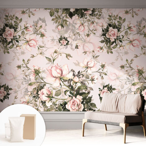 Tapete Vliestapete mit Kleber - Fototapete mit Motiv - Wandtapete modern - Wandgestaltung Blumenmuster 312x219 cm (1/5)