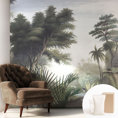 Fototapete Tapete Vliestapete mit Kleber - trendige Wanddeko - Schlafzimmer - Wohnzimmer Exotische Landschaft 250x250 cm (1/5)