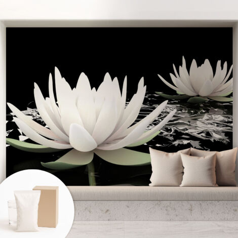 Fototapete Tapete Vliestapete mit Kleber - trendige Wanddeko - Schlafzimmer - Wohnzimmer Blumen im Wasser 208x146 cm (1/5)