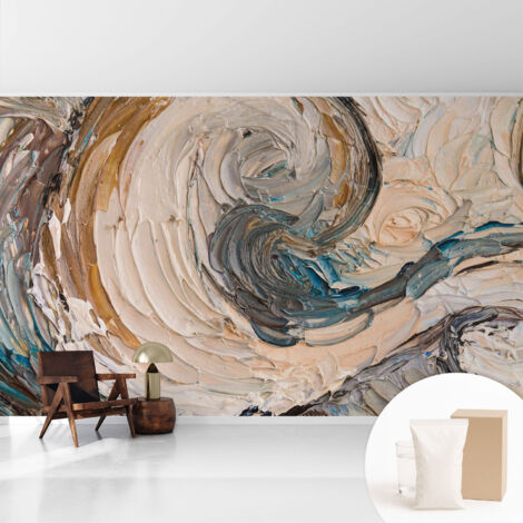 Fototapete Tapete Vliestapete mit Kleber - trendige Wanddeko - Schlafzimmer - Wohnzimmer Bunte Wirbel 416x254 cm (1/5)
