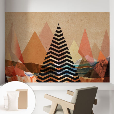Fototapete Tapete Vliestapete mit Kleber - trendige Wanddeko - Schlafzimmer - Wohnzimmer Abstrakte Landschaft 104x70 cm (1/5)