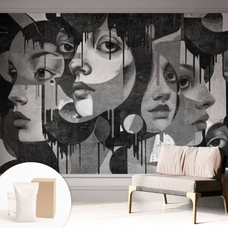 Tapete Vliestapete mit Kleber für Wohnzimmer Schlafzimmer Küche - Wanddekoration Weibliche Gesichter 312x219 cm (1/5)