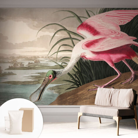 Tapete Vliestapete mit Kleber - Wanddekoration Wohnzimmer - Tapete Schlafzimmer Exotischer Vogel 312x219 cm (1/5)