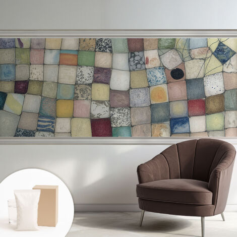 Tapete Dekorative Vliestapete mit Klebe für Wand - Mustertapete - moderne Einrichtung - für Büro Farbenfrohes Mosaik 250x104 cm (1/5)