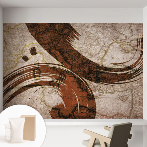 Tapete Vliestapete mit Kleber - Wanddekoration Wohnzimmer - Tapete Schlafzimmer Künstlerische Karte 152x104 cm (1/5)