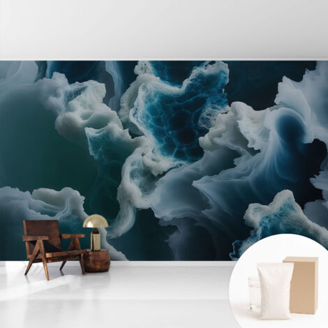 Tapete Dekorative Vliestapete mit Klebe für Wand - Mustertapete - moderne Einrichtung - für Büro Meereswellen 416x254 cm (1/5)