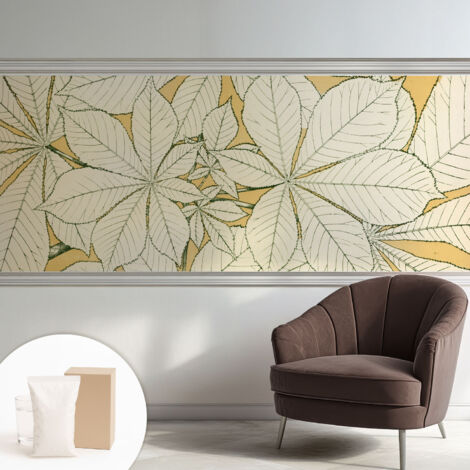 Tapete Vliestapete mit Kleber - abwaschbar - Arbeitszimmer - Esszimmer- Top Qualität Kastanienblätter 250x104 cm (1/5)