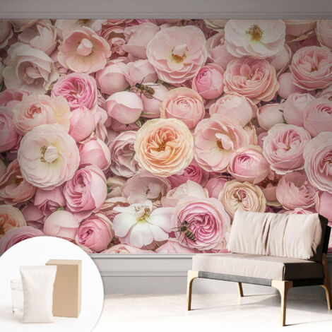 Fototapete Tapete Vliestapete mit Kleber - trendige Wanddeko - Schlafzimmer - Wohnzimmer Schöne Blumen 312x219 cm (1/5)